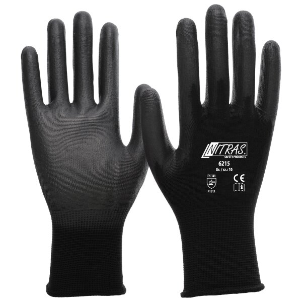 PU beschichteter Nylon Handschuh schwarz 4131X
