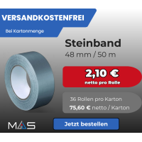 1 Karton / 36 Rollen Steinband Silber 48mm x 50m