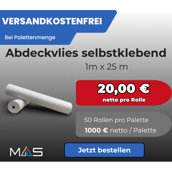 50 Rollen Abdeckvlies selbstklebend 1 x 25 m - Versandkostenfrei