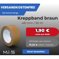 1 Karton / 48 Rollen Kreppband braun 48mm x 50m |...