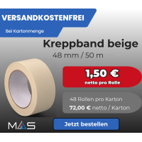 1 Karton / 48 Rollen Profi Krepp-Klebeband 60°C |...